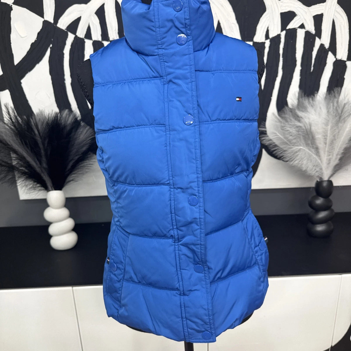 Tommy Hilfiger Puffer Vest Womens XS Blue Quilted Full Zip Lightweight EUC
