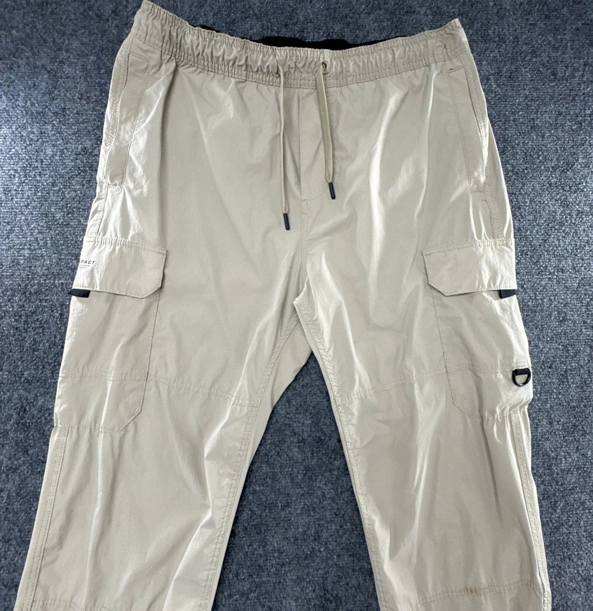 H&M Cargo Jogger Pants Men’s Medium Beige Utility Nylon Drawstring 29L EUC