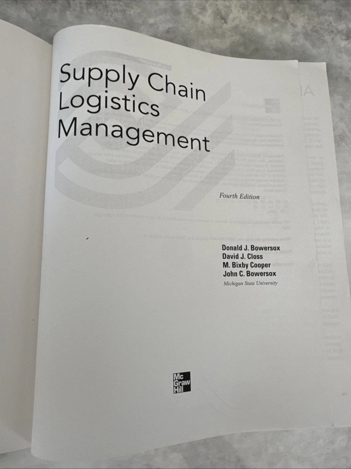 Supply Chain Logistics Management 4th Ed Bowersox McGraw Hill Paperback