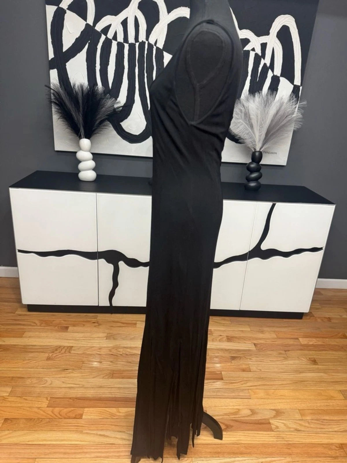 ABS Allen Schwartz Women’s L Black Sleeveless Scoop Neck Maxi Dress USA