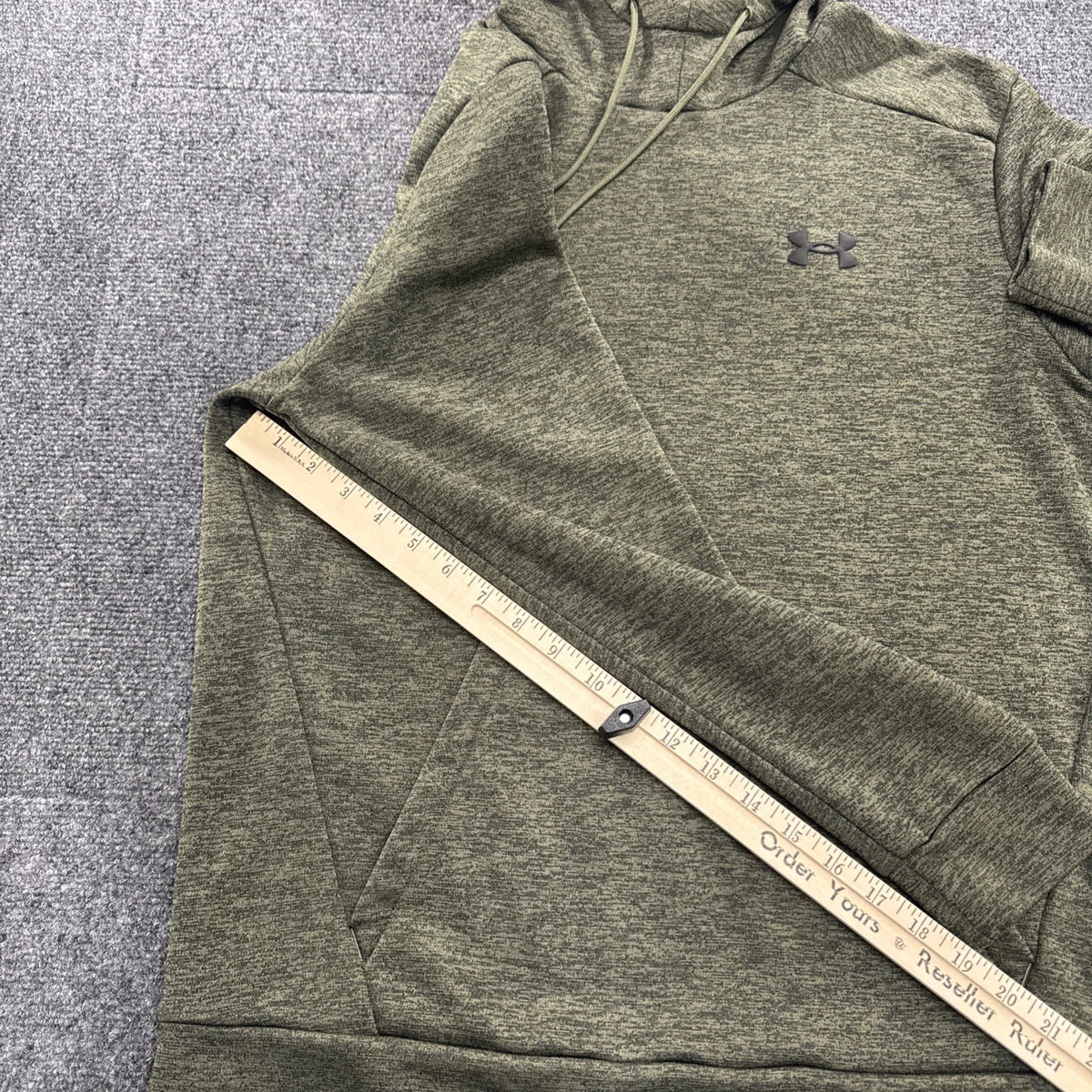 Under Armour Hoodie Mens M Olive Green Heather Loose Fit Fleece Pullover Logo