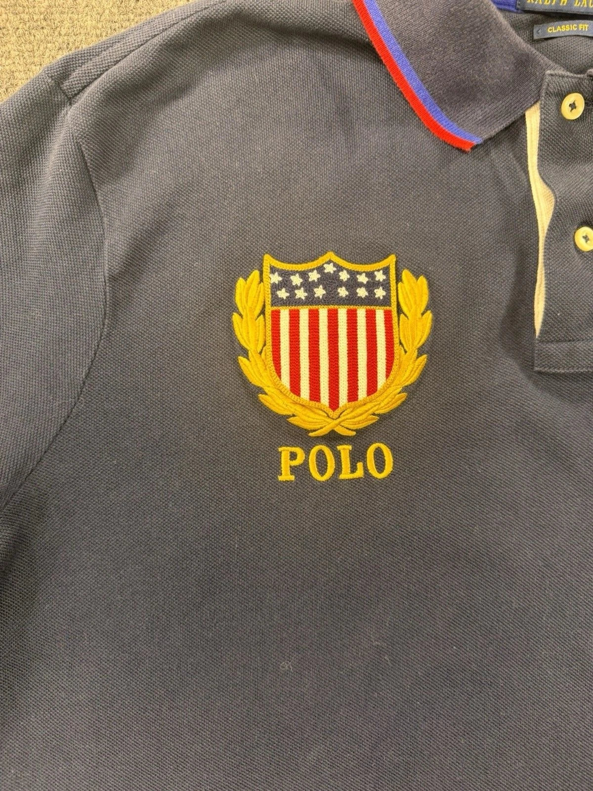 Polo Ralph Lauren Big Pony USA Shield Polo Shirt Navy XL Classic Fit