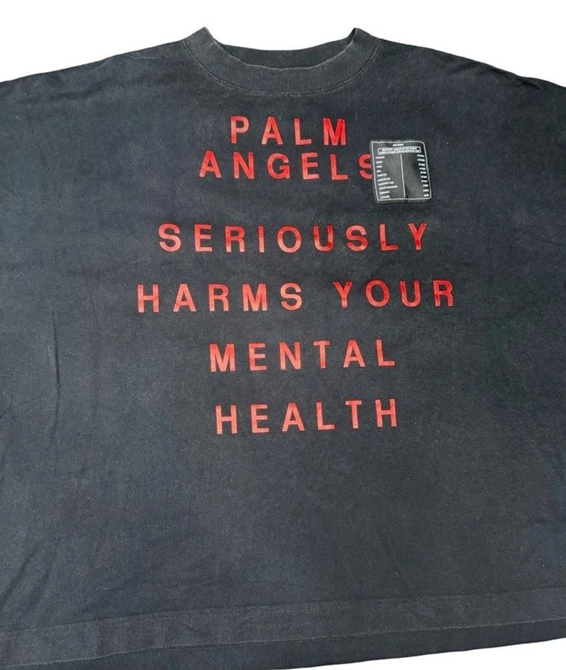 Palm Angels Mental Health T Shirt Mens L Black Red Graphic Designer Streetwear