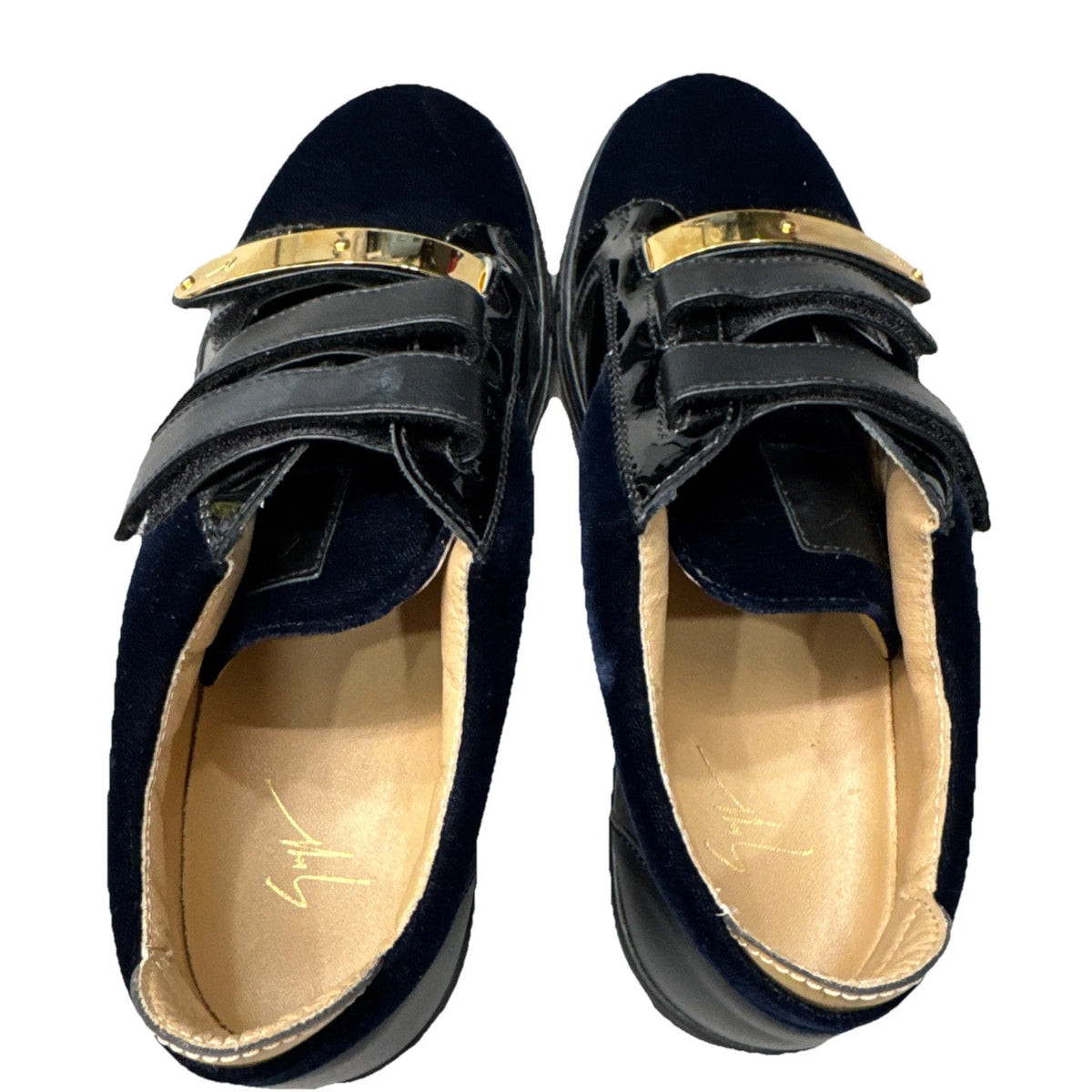 Giuseppe Zanotti Coby Sneakers Women EU 38 Navy Velvet Patent Leather Italy