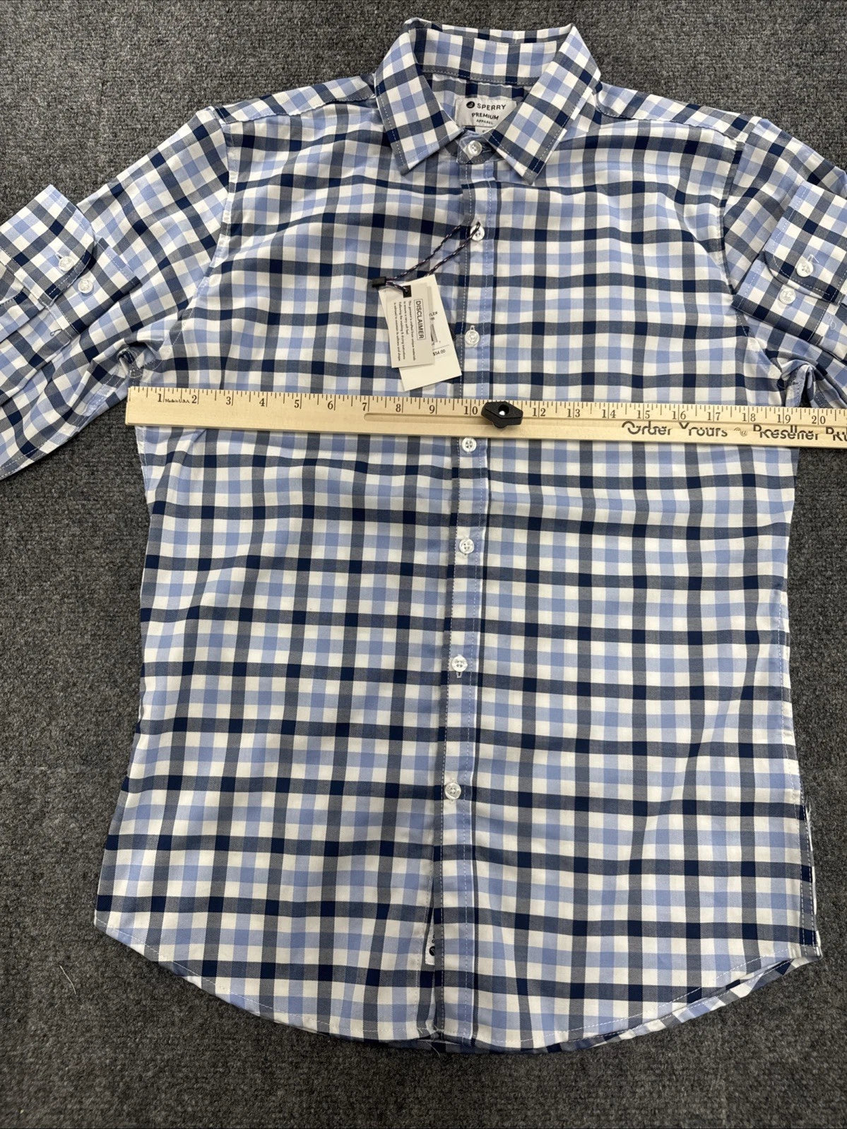 Sperry Premium Apparel Shirt Mens S Blue White Plaid Long Sleeve NWT SP7156