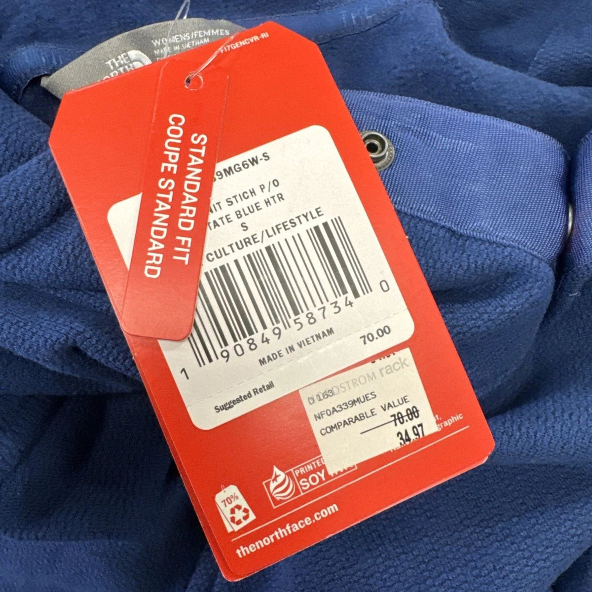 The North Face Knit Stitch Hoodie Women’s Small Blue Cowl Neck NWT Outdoor