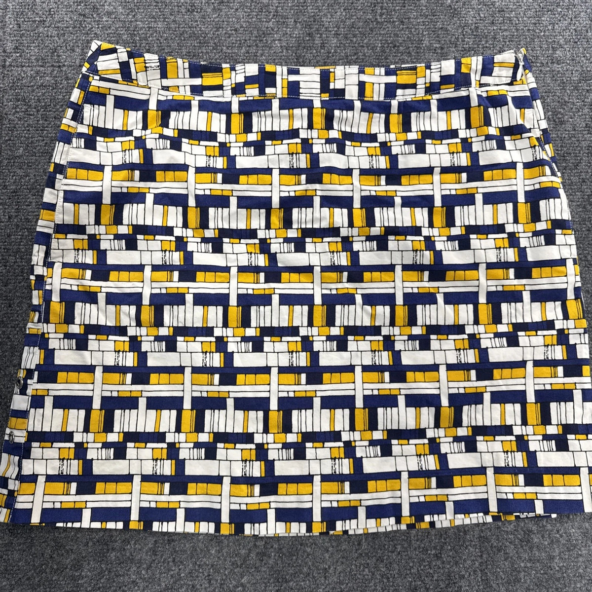 Lizgolf Women’s Golf Skort Skirt Blue Yellow Geometric Print Size 12