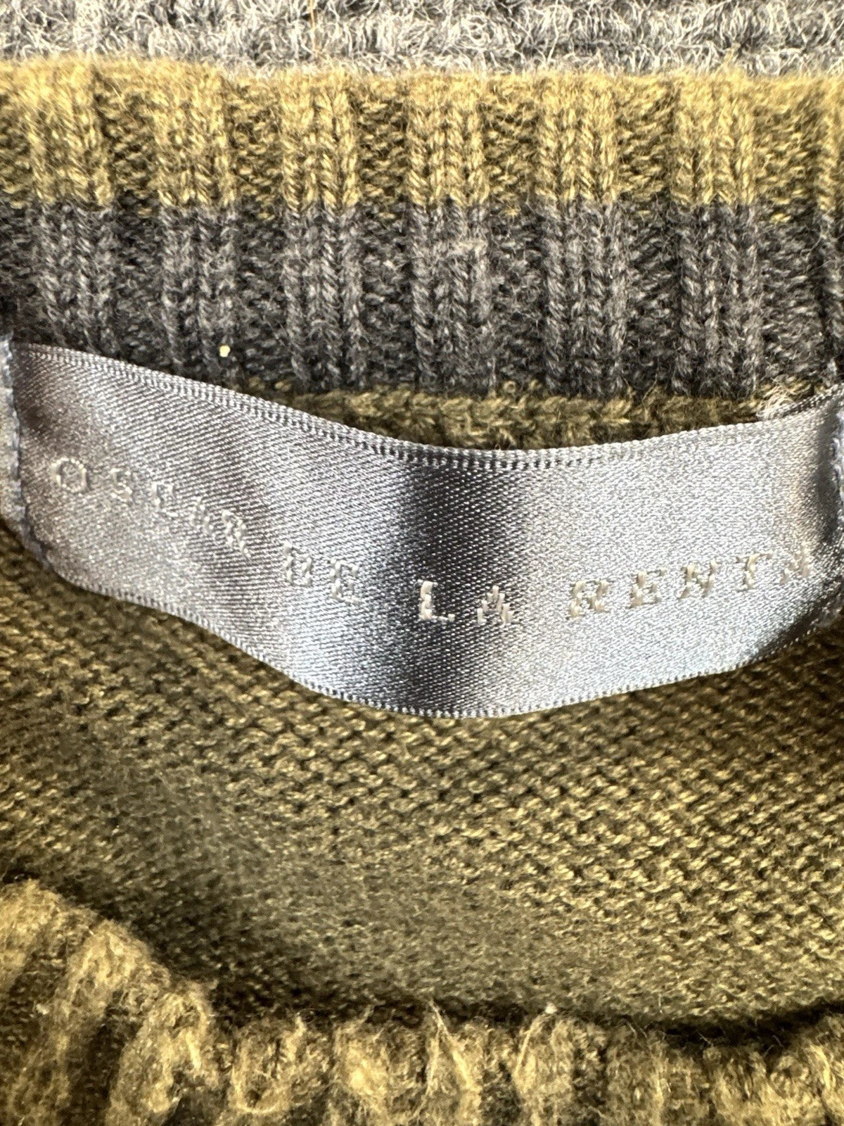 Oscar de la Renta Men's Green Textured Knit Crewneck Sweater XXL Pre-Owned