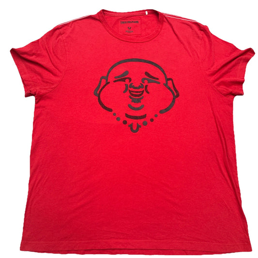True Religion Buddha Graphic T-Shirt Men's 3XL Red Black Logo Cotton Tee