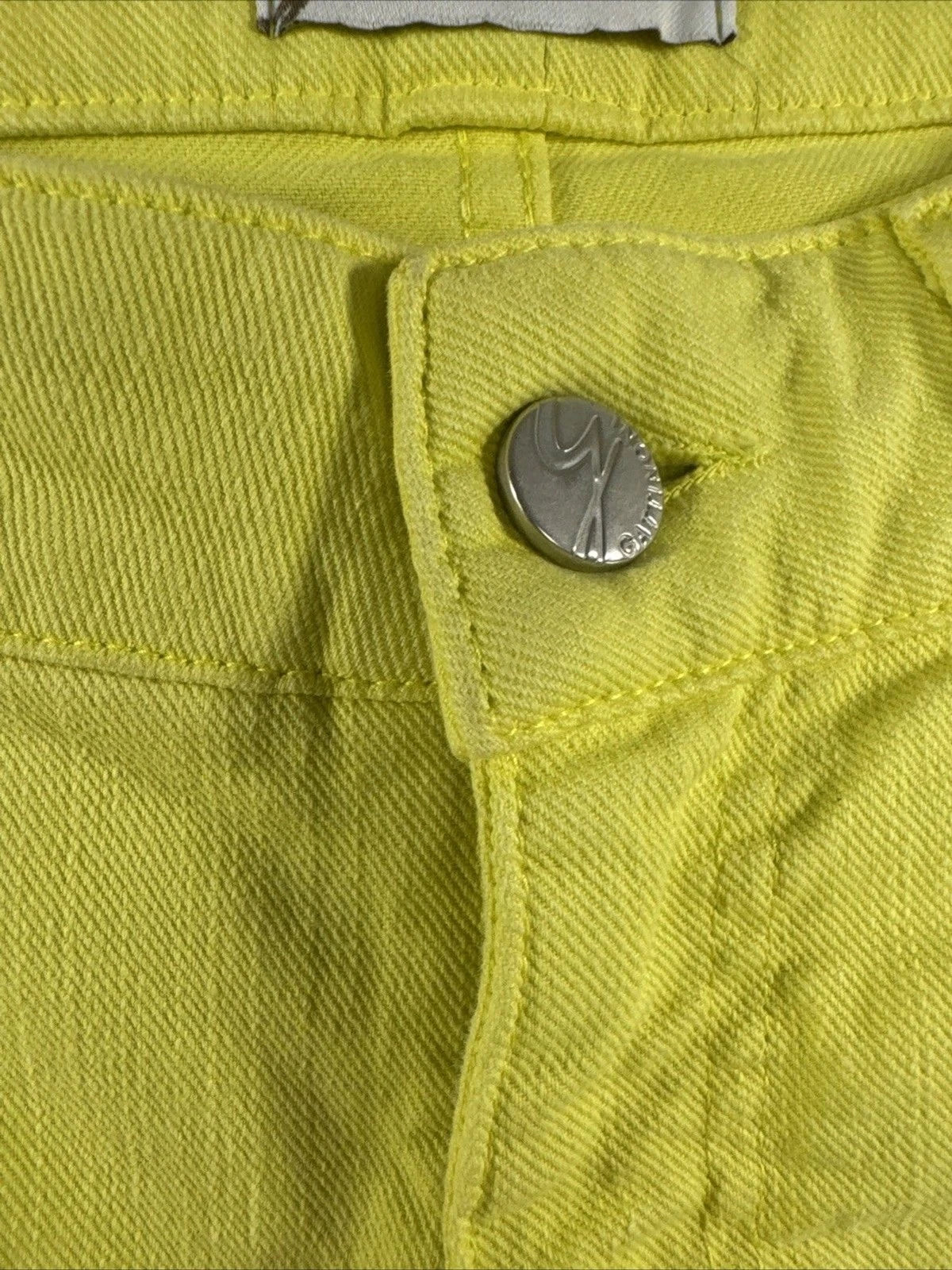 Gattinoni Jeans Women's 30 Neon Yellow Chartreuse Straight Leg Designer