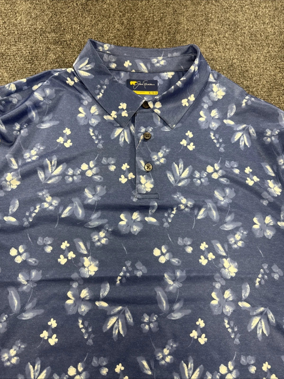Jack Nicklaus JNKSG000 Floral Golf Polo Men’s XL True Navy NWT