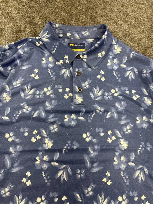 Jack Nicklaus JNKSG000 Floral Golf Polo Men’s XL True Navy NWT