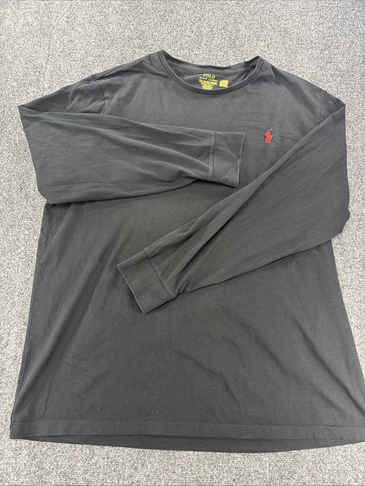 Polo Ralph Lauren Long Sleeve T-Shirt Men's XXL Black Custom Slim Fit Pony