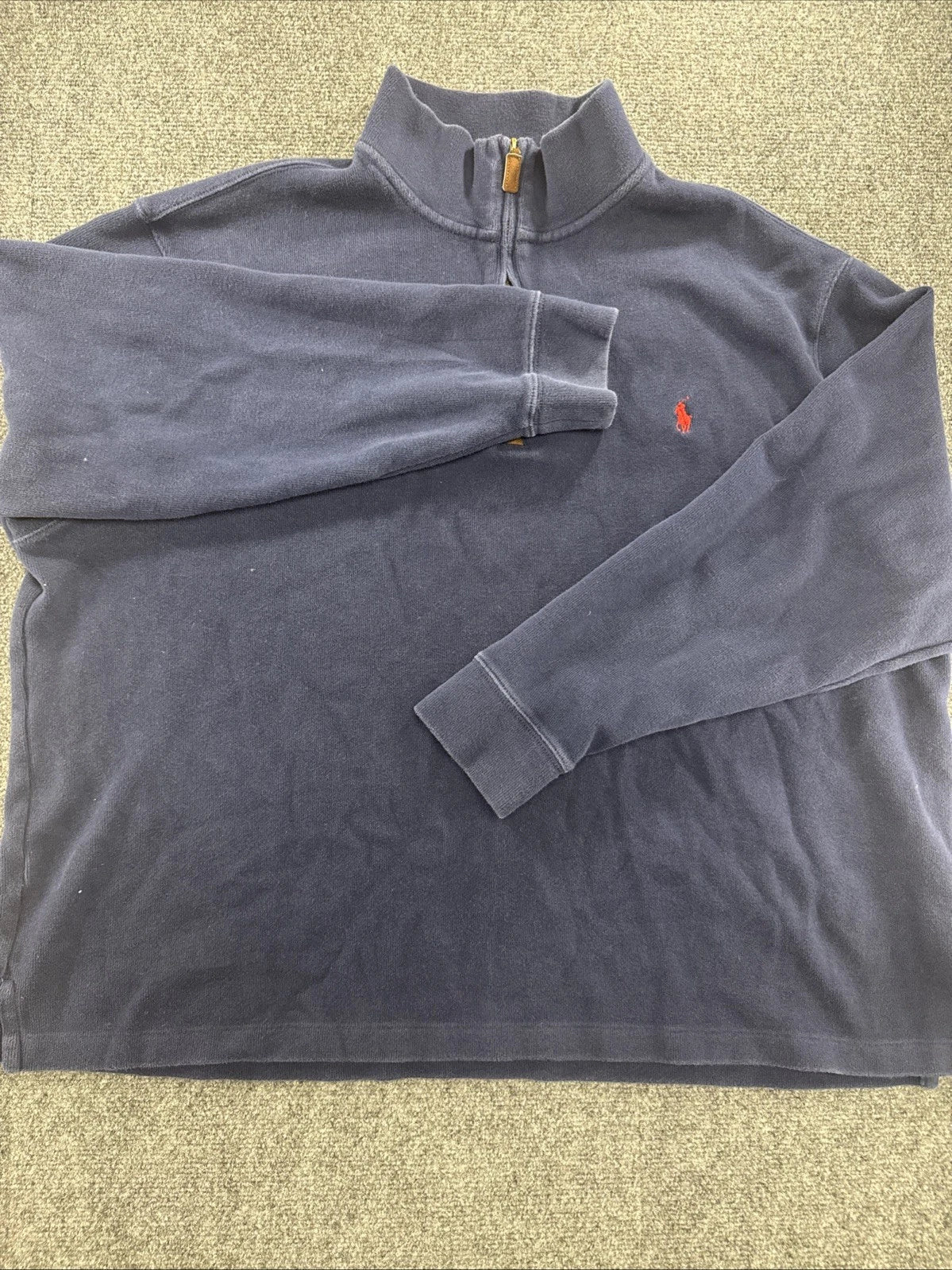 Polo Ralph Lauren Men’s 2XB Navy Blue 1/4 Zip Pullover Red Pony Cotton