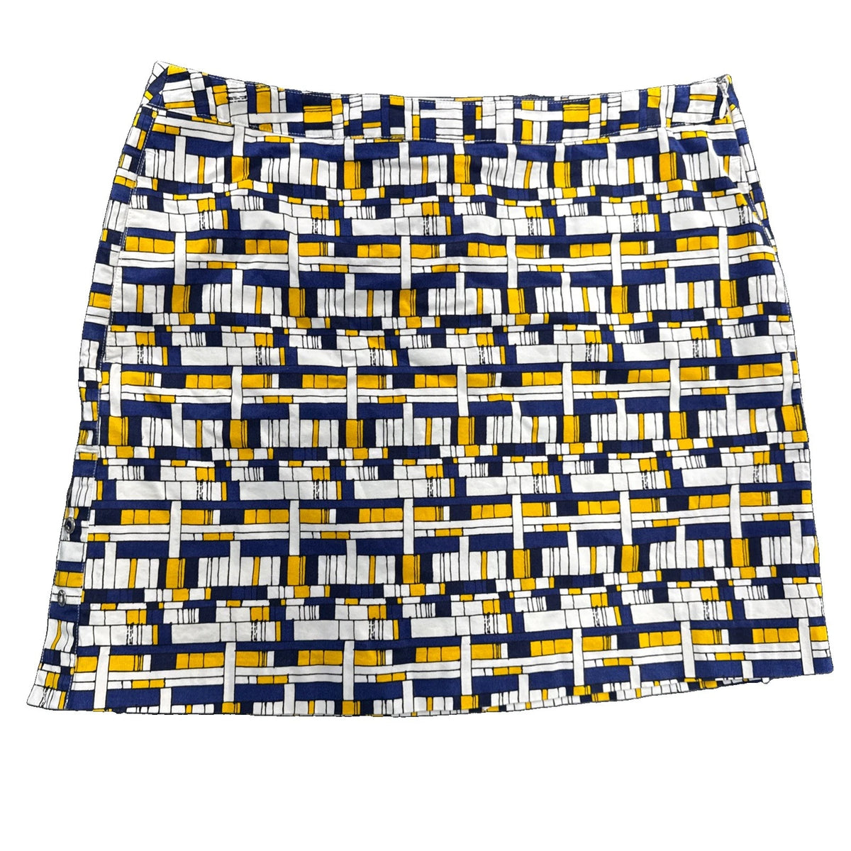 Lizgolf Women’s Golf Skort Skirt Blue Yellow Geometric Print Size 12