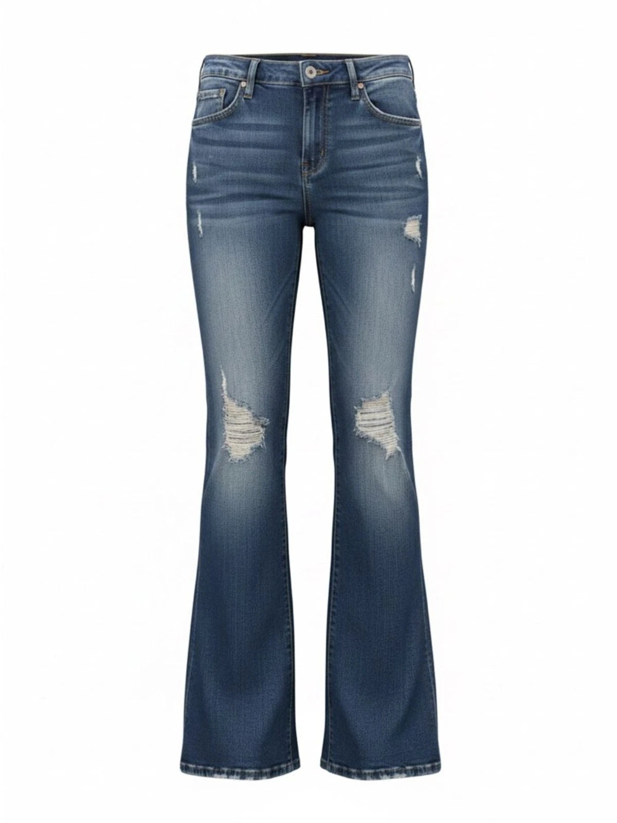 Vigoss Mid Blue Flare Jeans Juniors 11/12 Distressed Retro Denim Trendy