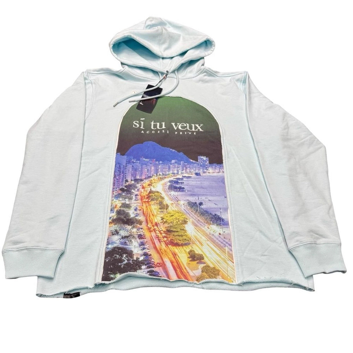 Si Tu Veux Riviera Hoodie Large Delicate Blue TV0101 Streetwear BNWT