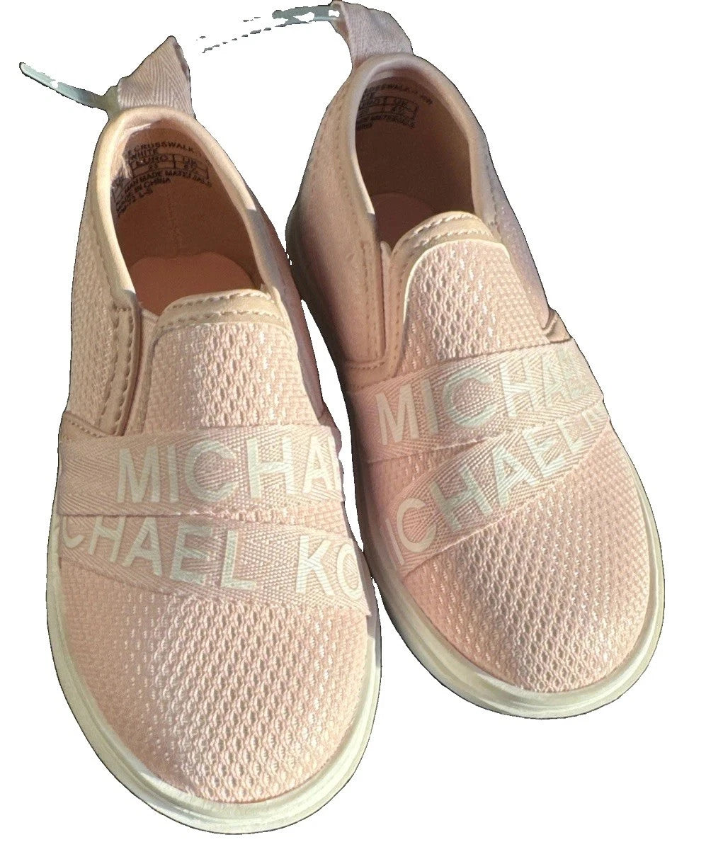 Michael Kors Toddler Girls Slip On Sneakers Size 7T Pink Logo Mesh NWOB