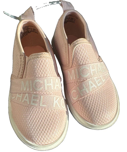 Michael Kors Toddler Girls Slip On Sneakers Size 7T Pink Logo Mesh NWOB