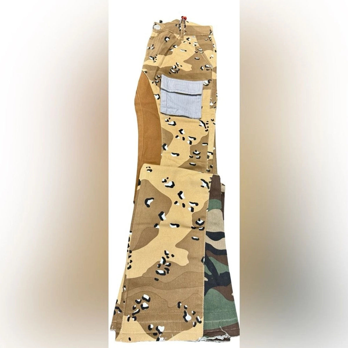 THRT Camo Patchwork Flare Denim Pants Men’s 30x32 Chained Pouch NWT