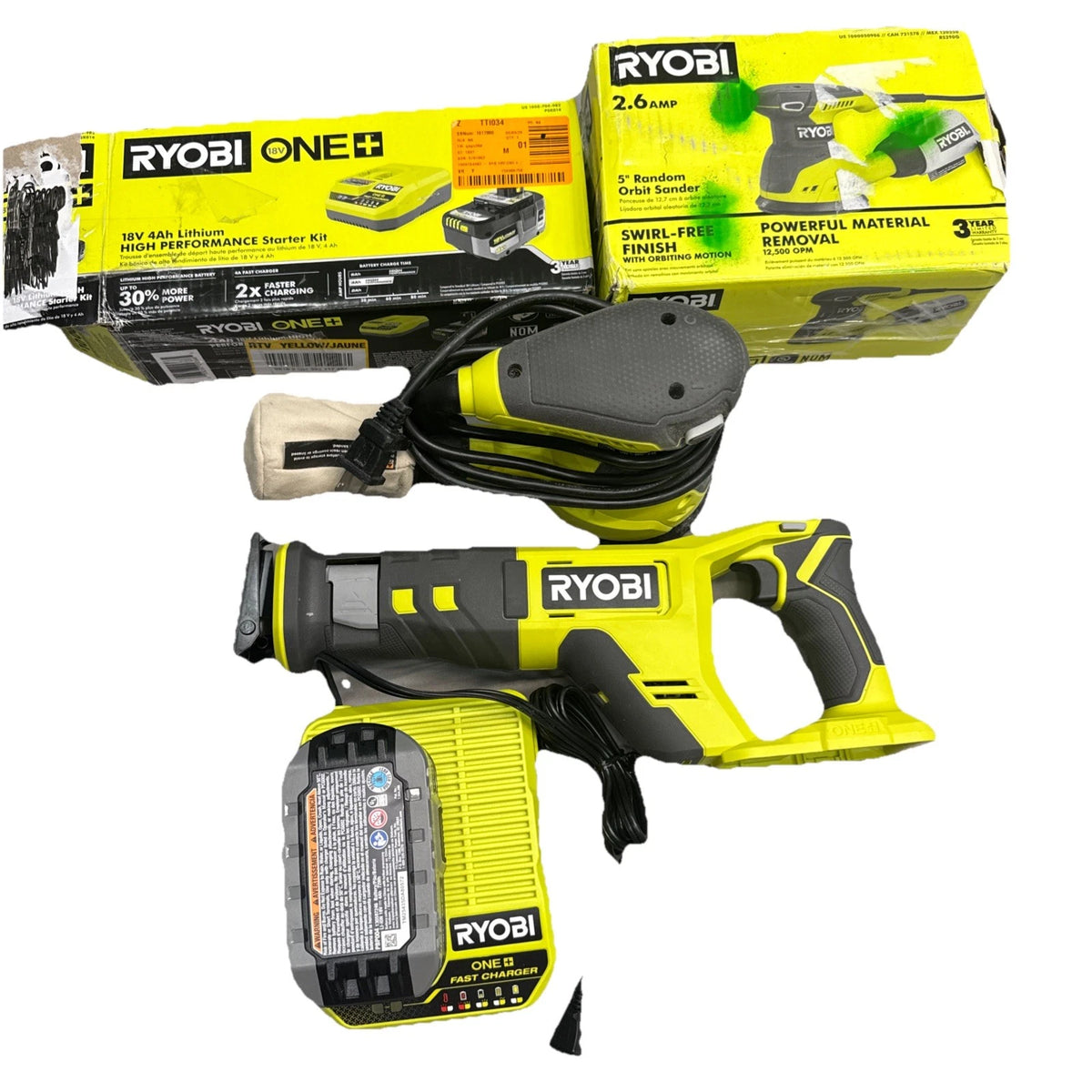 Ryobi Tool Bundle Recip Saw Orbit Sander Charger Battery Tested Working 18V