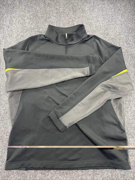 Nike Golf Therma-FIT 1/4 Zip Pullover Mens L Black Gray Fleece Performance