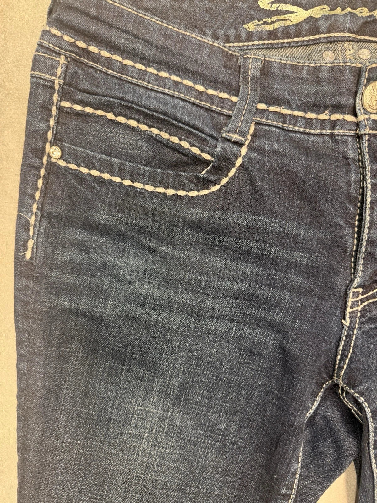 Vintage Seven For All Mankind Skinny Jeans Womens 10 Blue White Stitching Y2K EU
