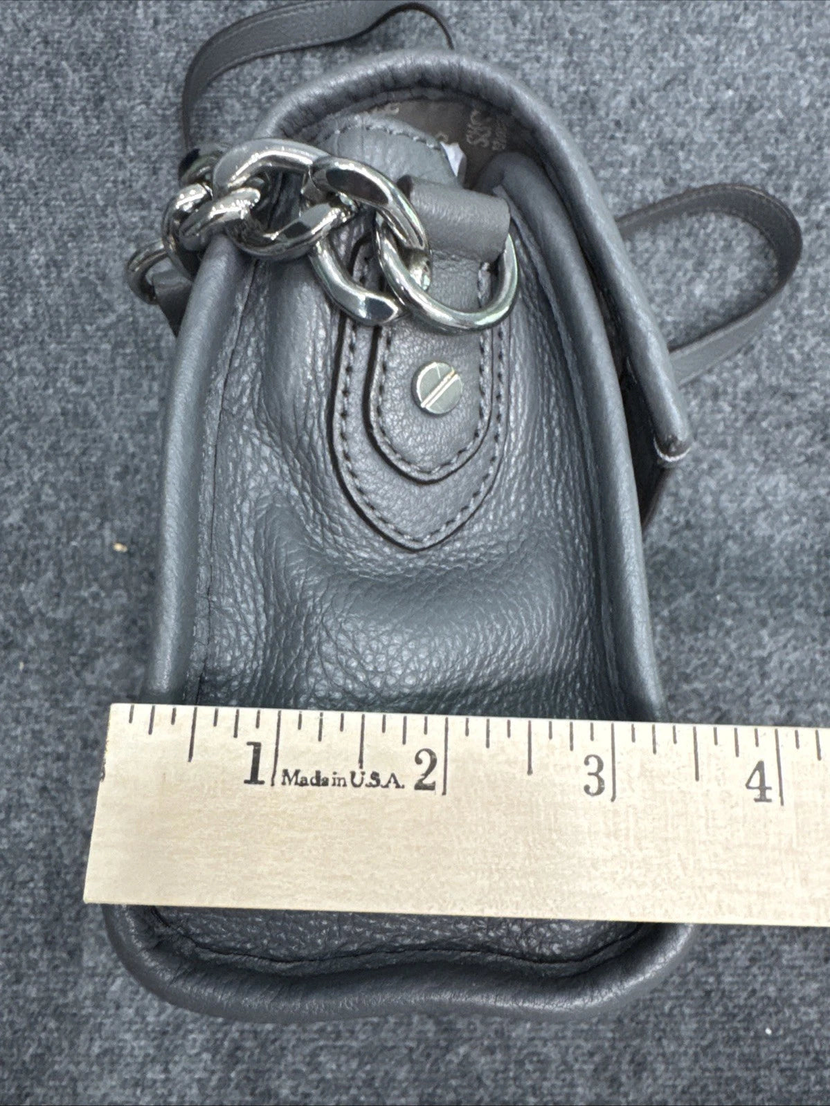 Michael Kors Fulton Gray Pebbled Leather Crossbody Shoulder Bag Large MK EUC