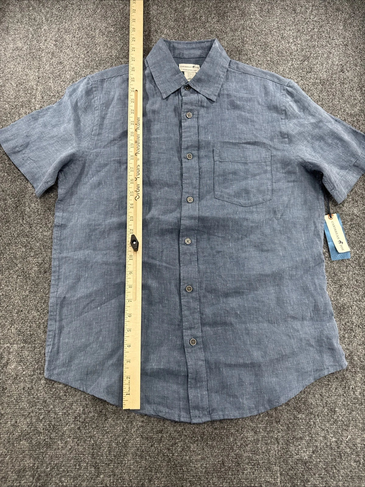 Caribbean Joe Linen Shirt Mens S Blue Short Sleeve Button Up NWT Beach Resort