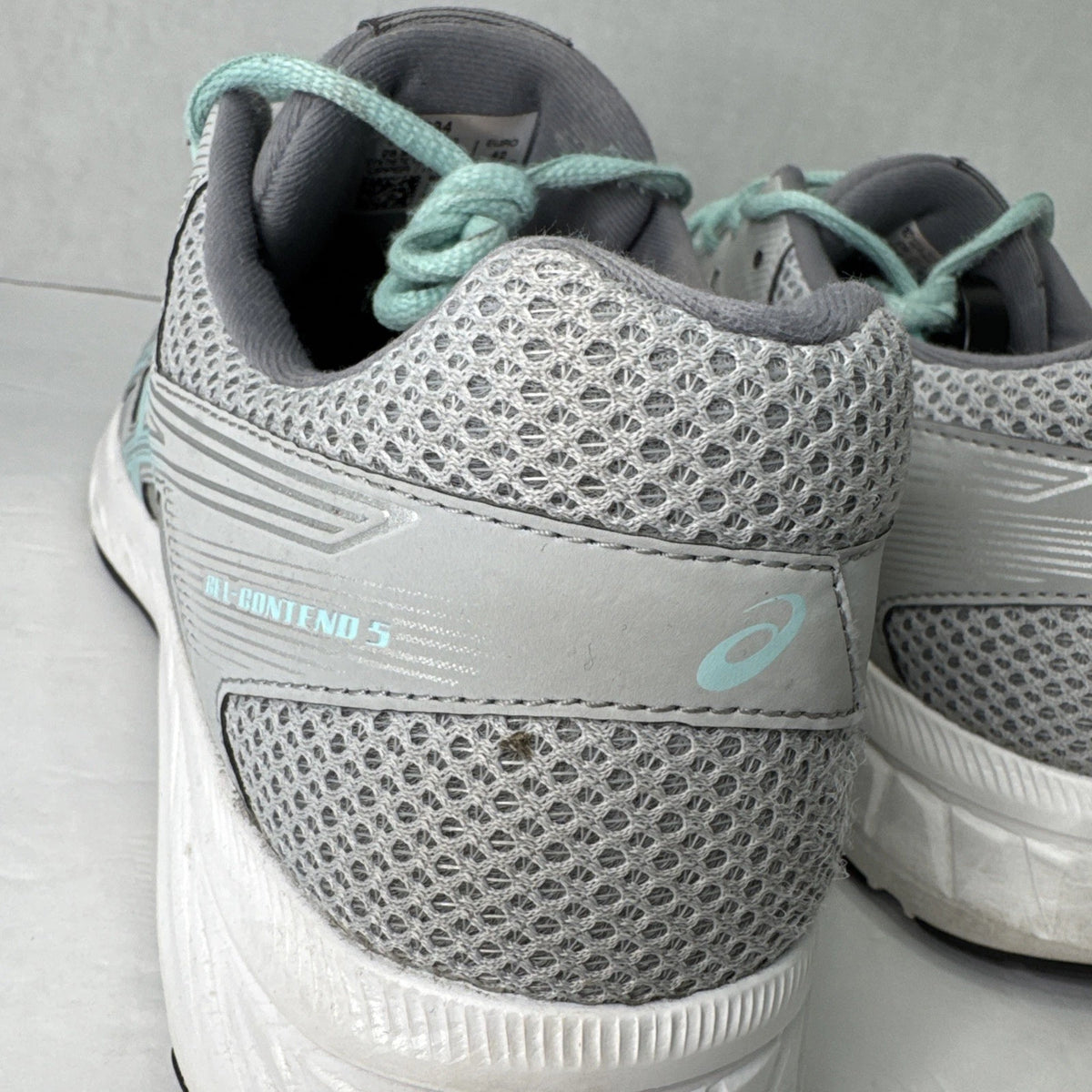 ASICS GEL-Contend 5 Women’s Size 10 Gray Aqua Running Walking Shoes 1012A234