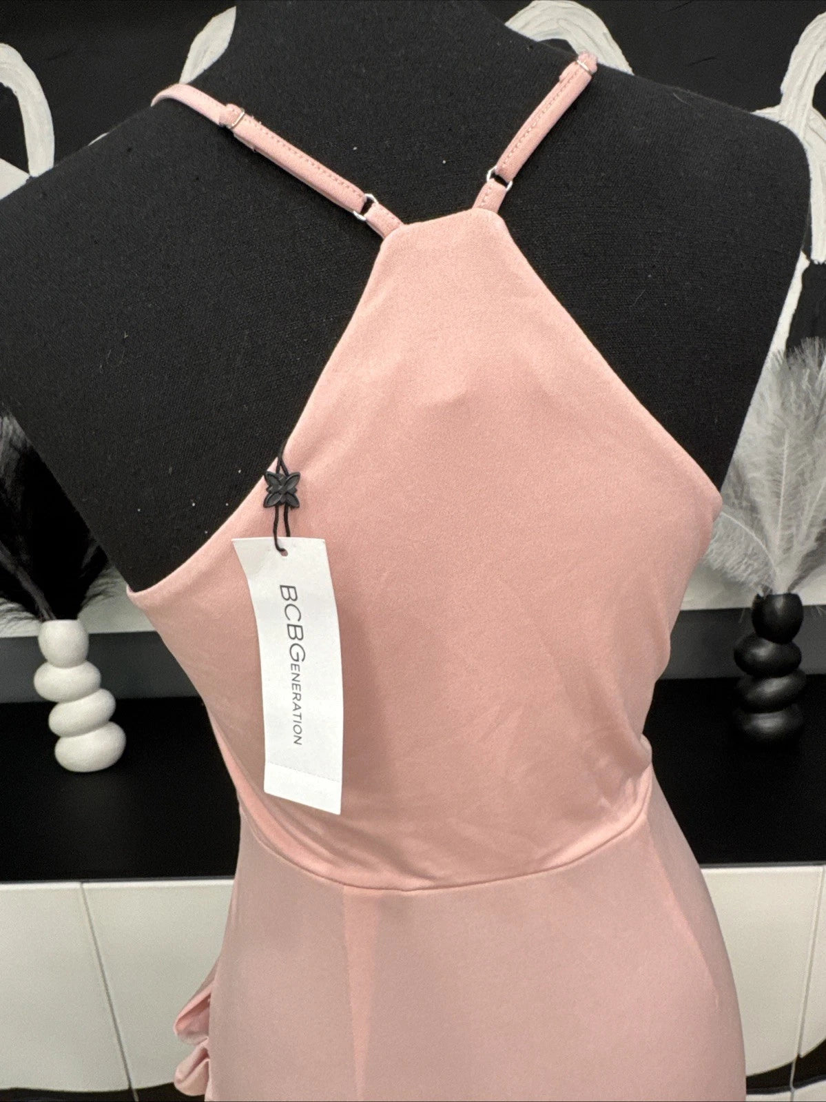 BCBGeneration Pink Rose Draped Mini Dress XS NWT Spaghetti Strap Cocktail