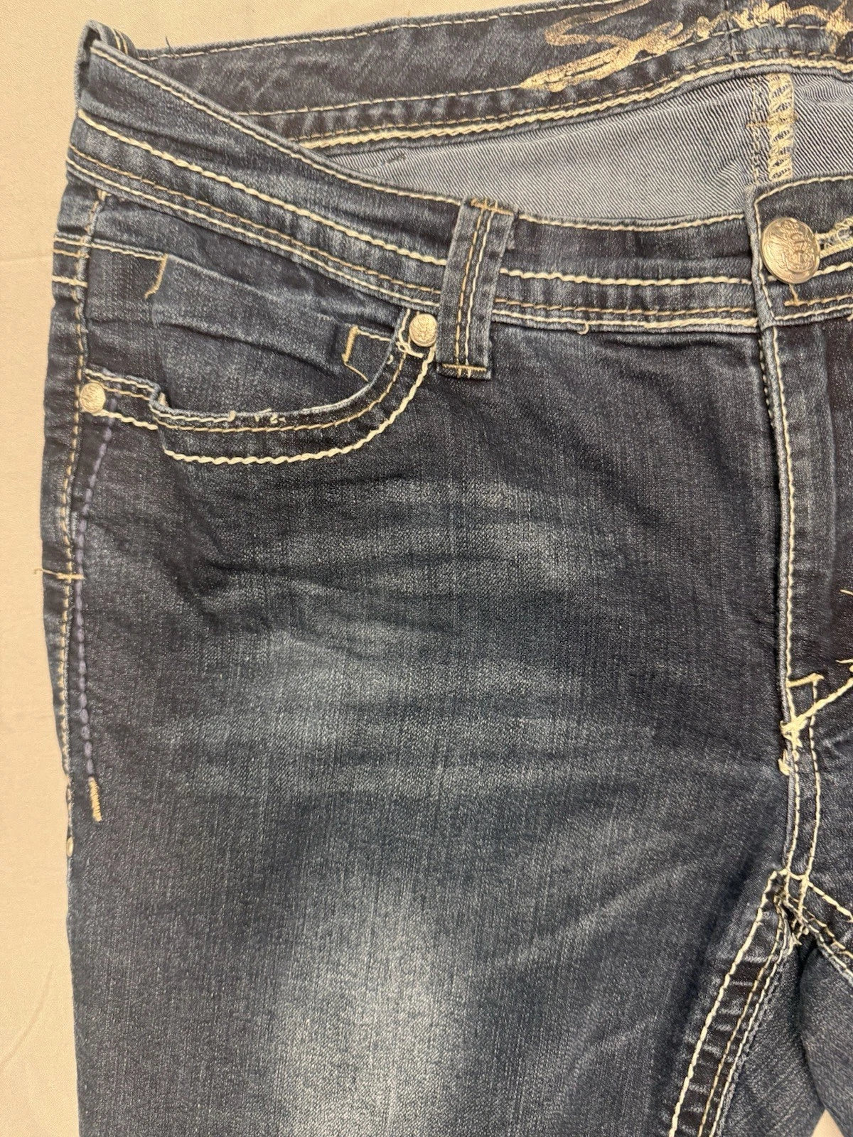 Vintage Seven For All Mankind Bootcut Jeans Women's 12 Dark Wash Embroidered EUC