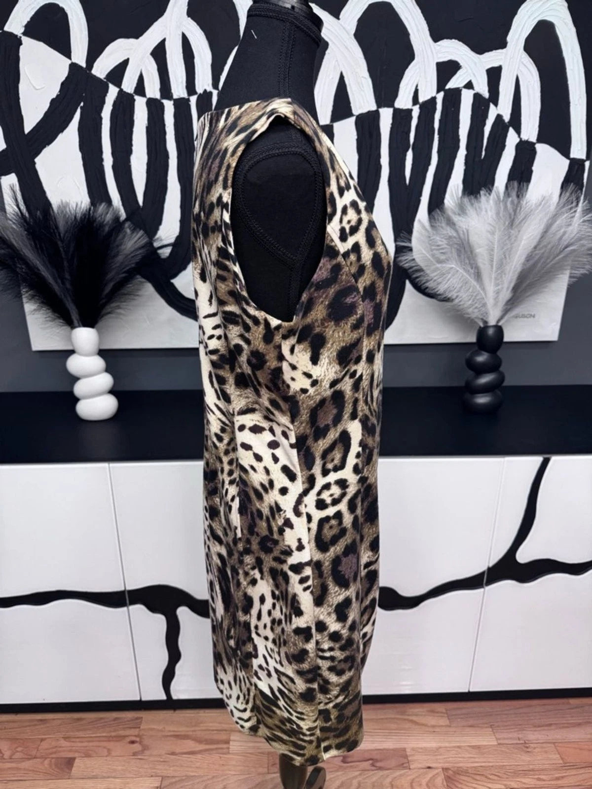 Philosophy Leopard Print Shift Mini Dress Women's 12 Sleeveless Party Chic EUC