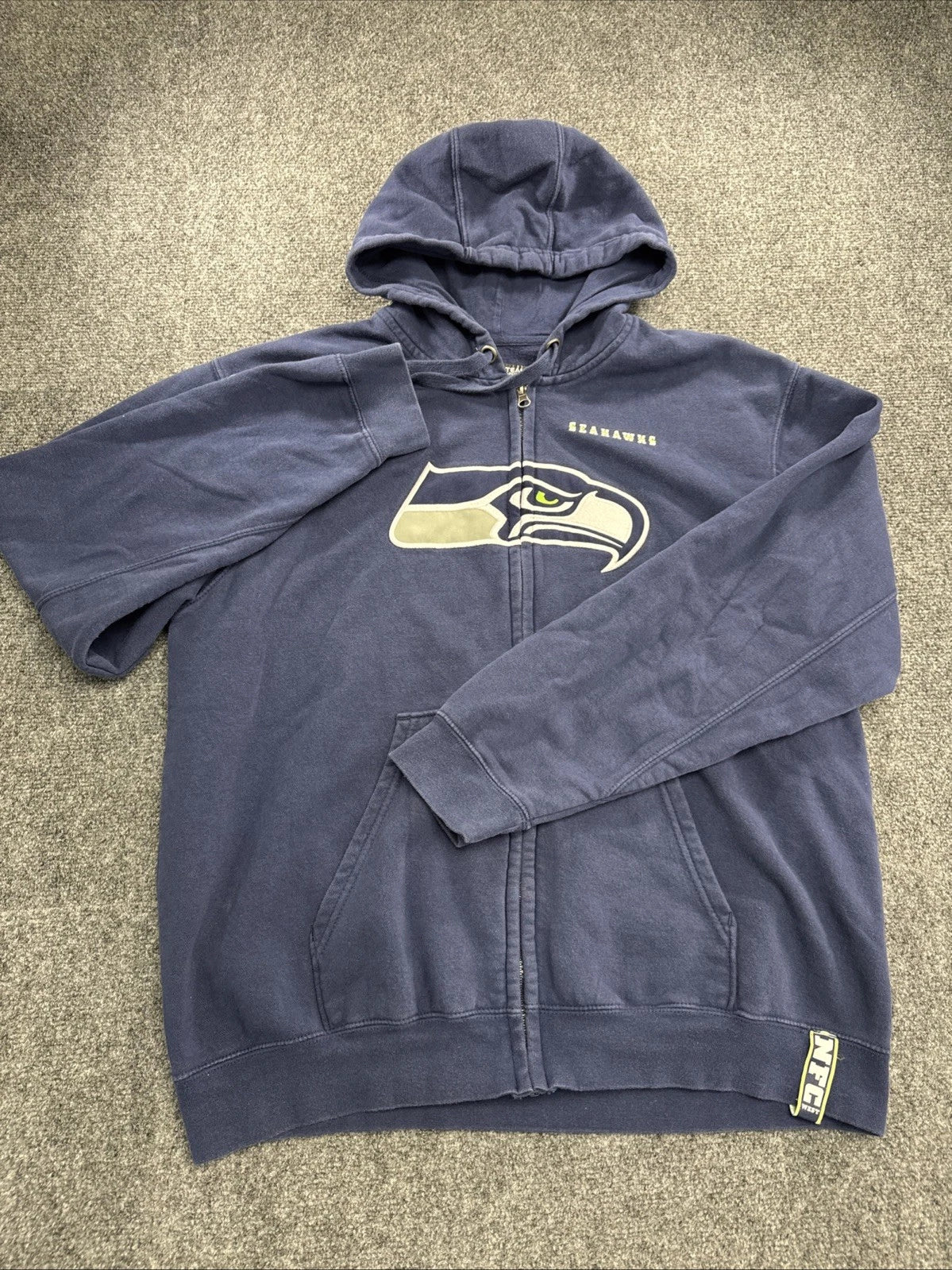 NFL Team Apparel Seattle Seahawks Full Zip Hoodie Blue Logo Sweatshirt Men’s XL