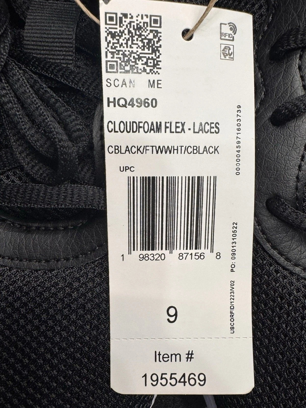 adidas Cloudfoam Flex HQ4960 Women's 9 Wide Black Walking Shoes BNIB