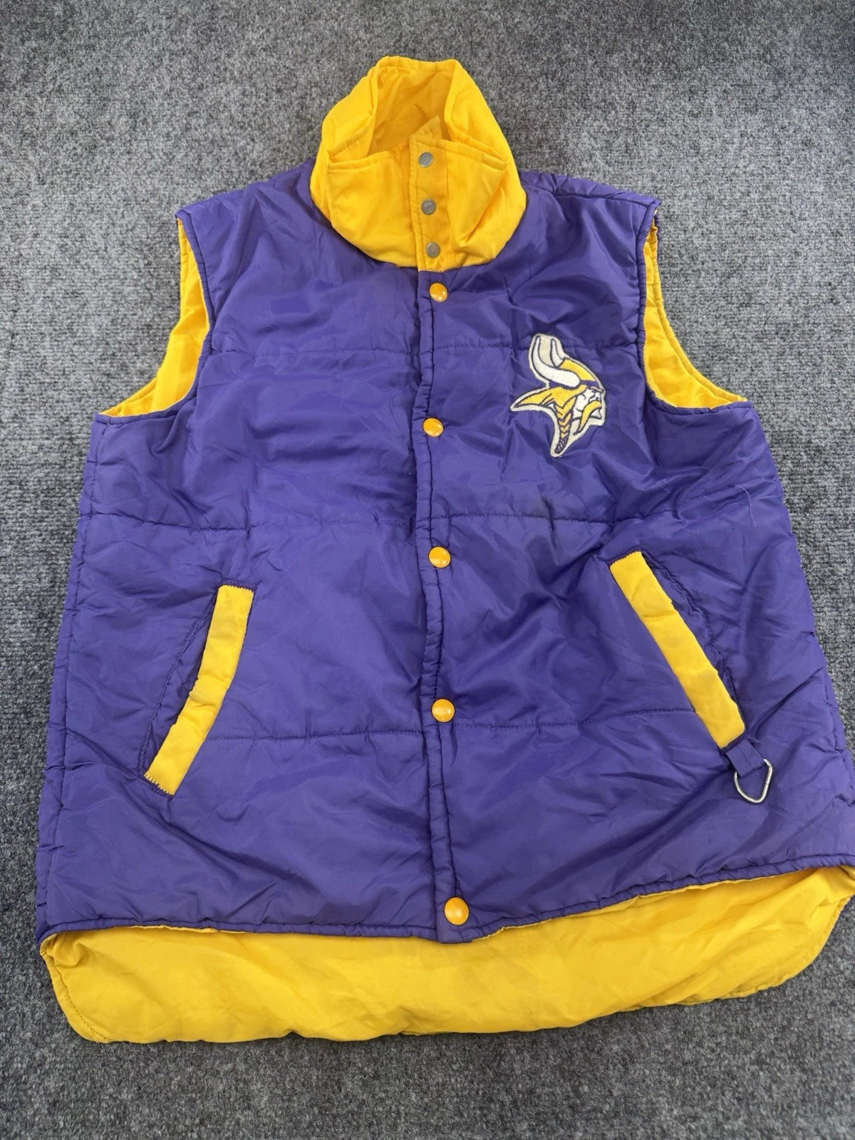 Stahl-Urban Minnesota Vikings Puffer Vest Purple Gold NFL Snap Front Mens L