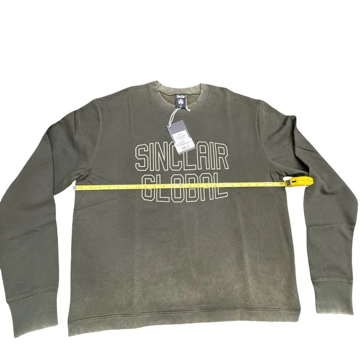 Sinclair Global Distressed Crewneck Sweater Men's Small Hunter Green BNWT