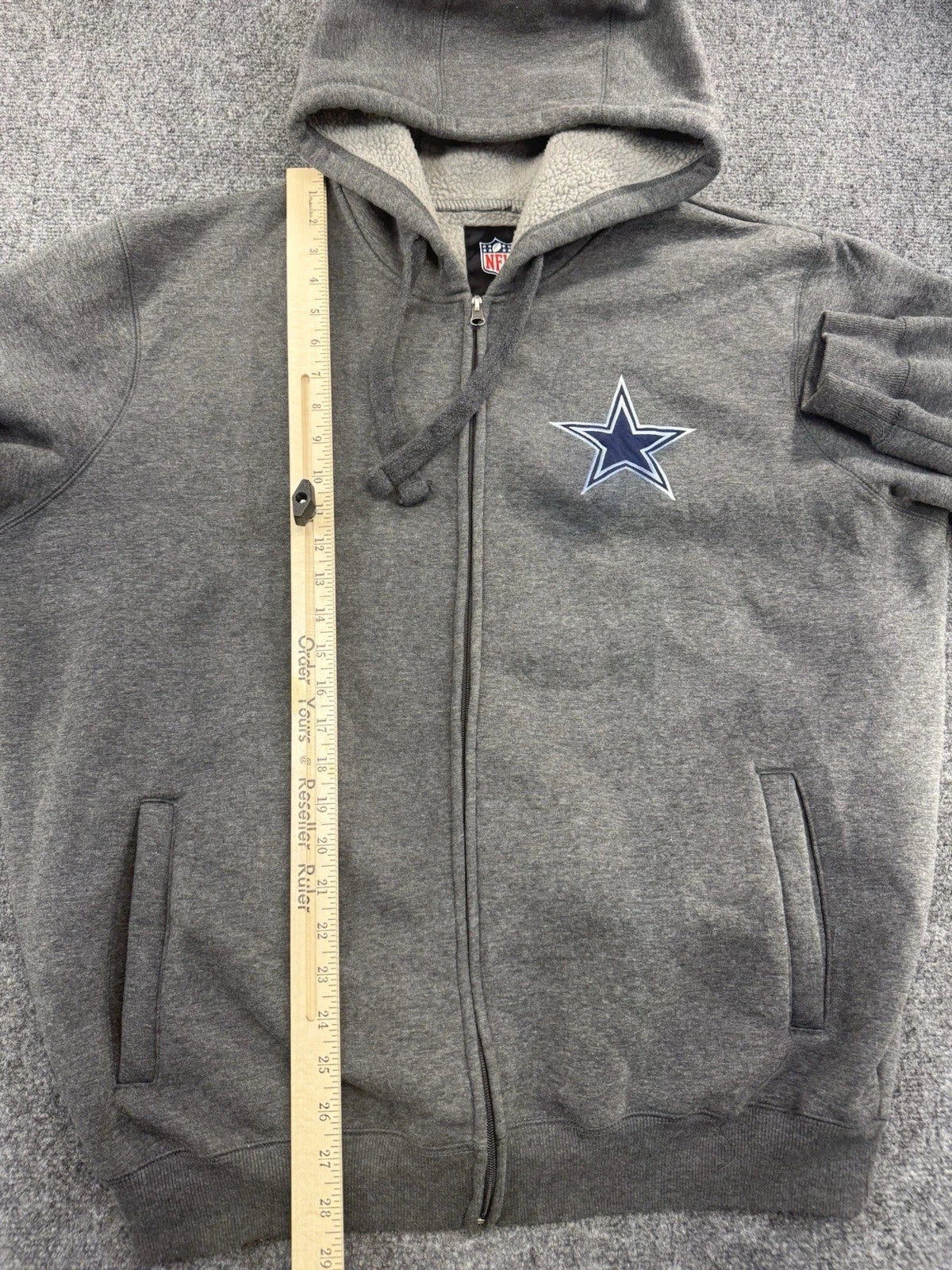 Dallas Cowboys Full Zip Hoodie Gray NFL Star Logo Sweatshirt Mens L