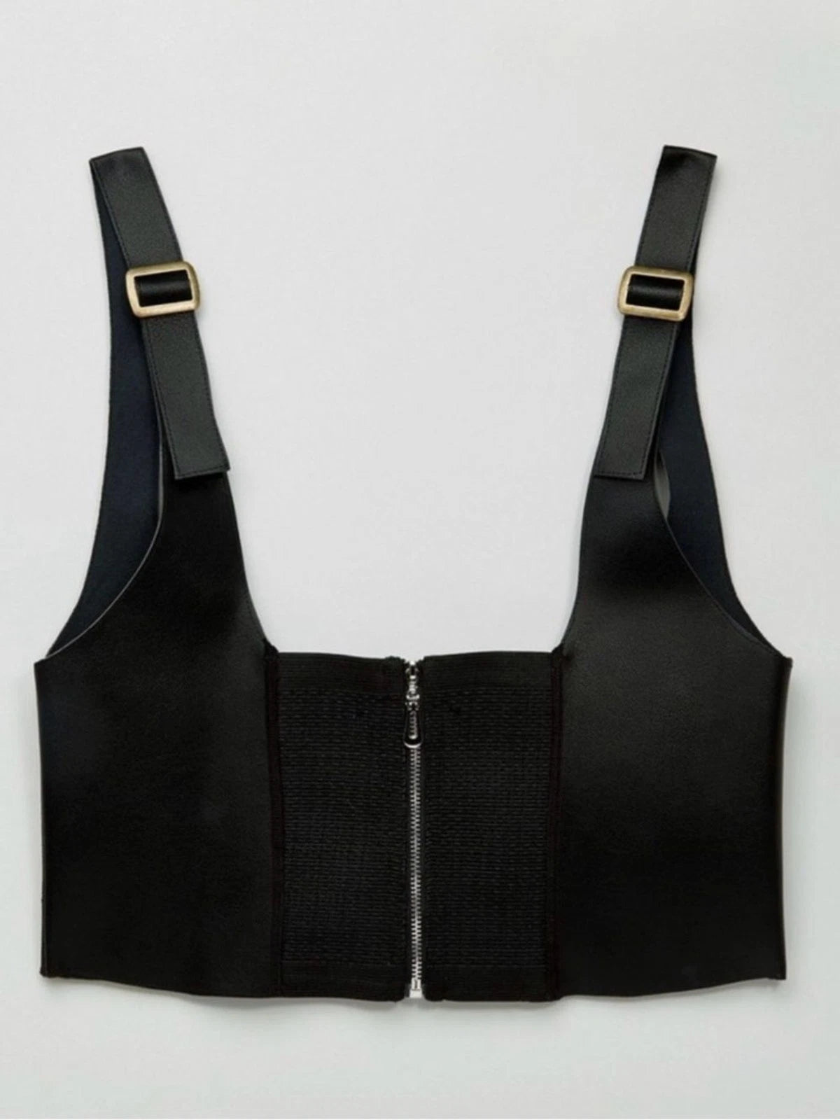 ASOS Women's S Black Faux Leather Lace Up Corset Bustier Crop Top Goth