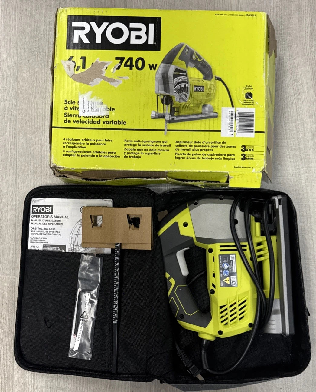 Ryobi 740W Variable Speed Orbital Jigsaw w/ Case Blades Manual EUC