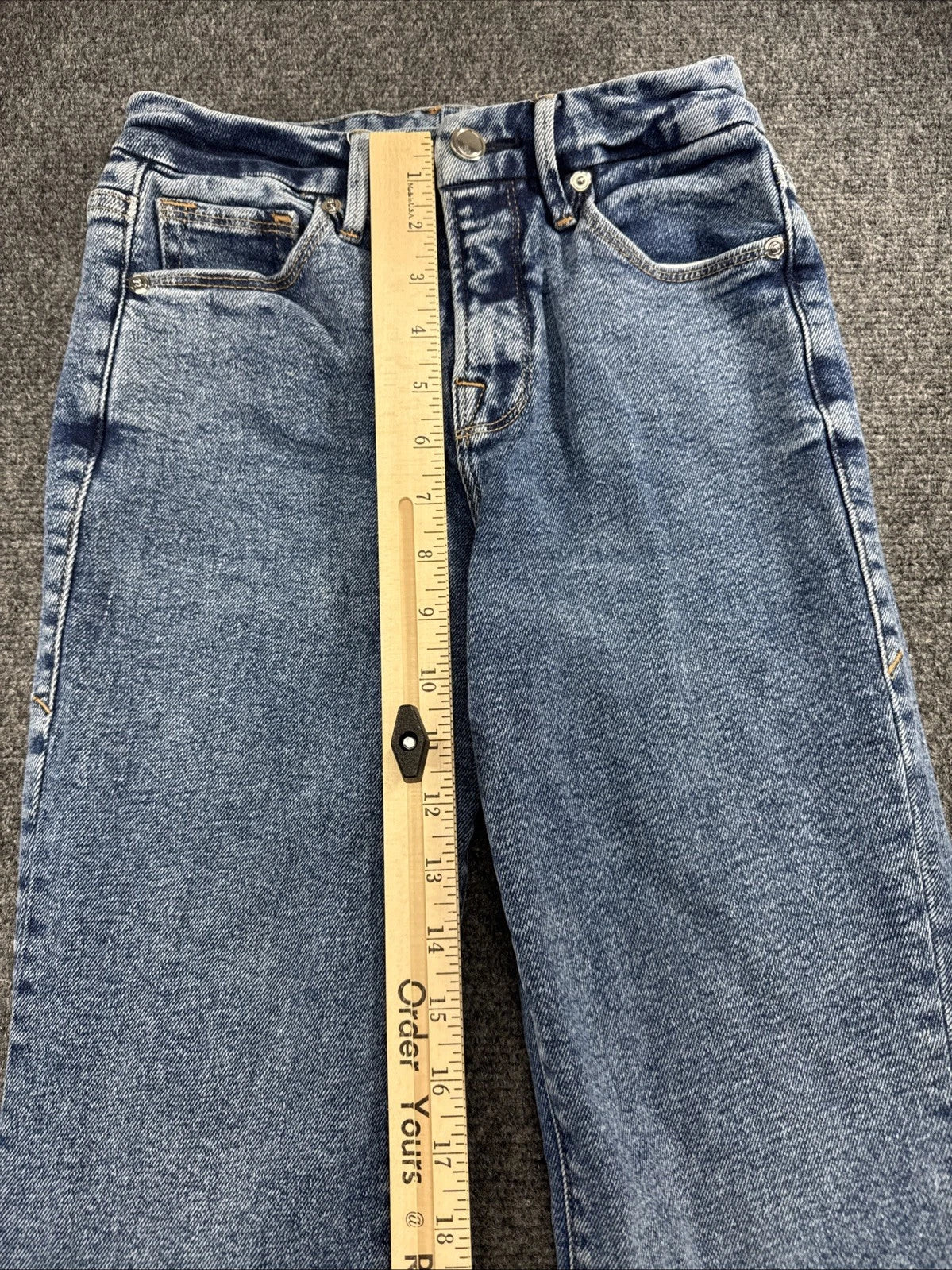 Good American Good Flare Jeans Womens 0 25 High Rise Blue Raw Hem GFH127T