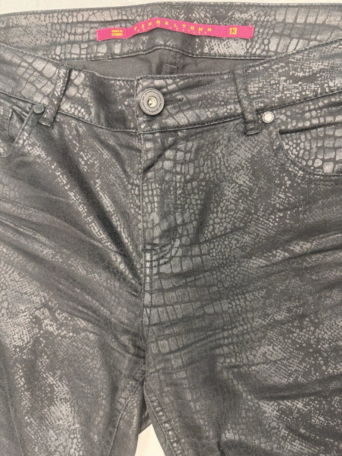 Vintage Tinseltown Black Snakeskin Skinny Jeans Womens 13 Juniors Y2K EUC Denim