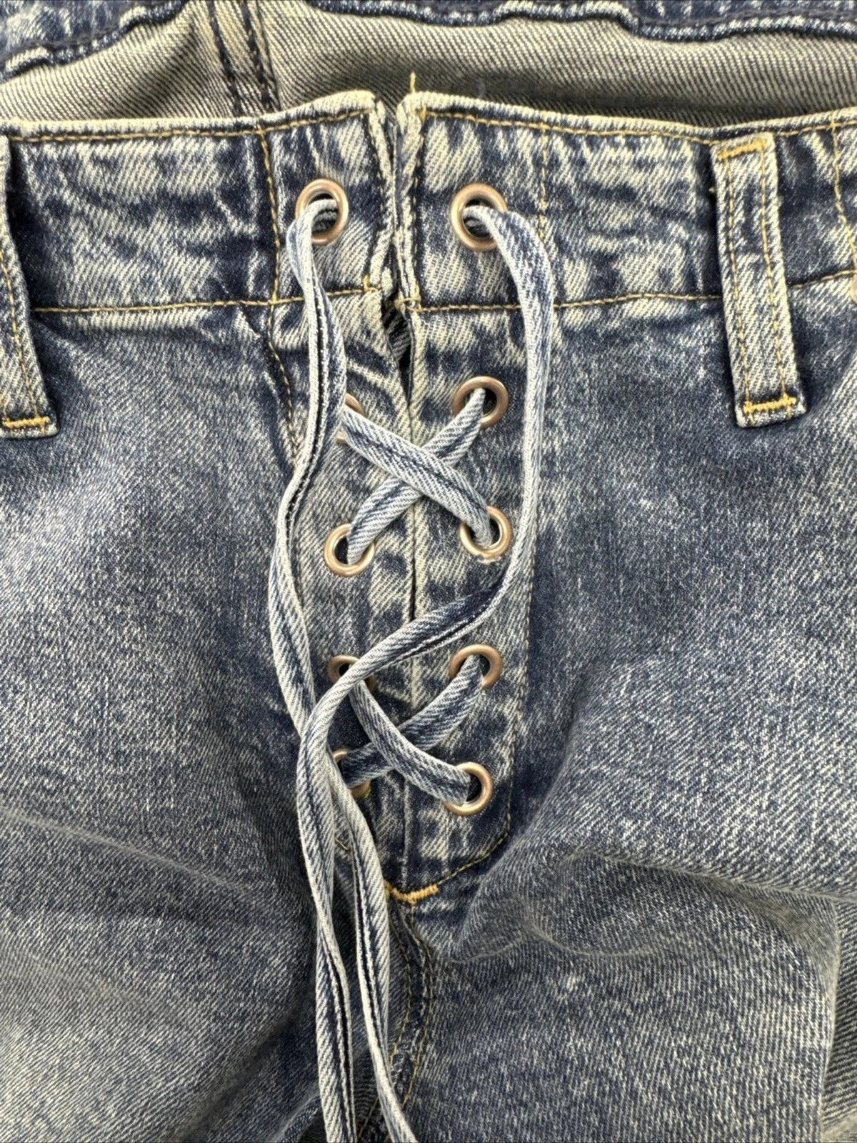 Gap Low Rise 90s Loose Lace Up Jeans Womens 30 Light Wash Wide Leg Y2K