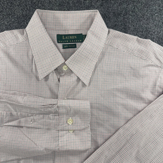 Lauren Ralph Lauren Micro Check Shirt 16.5 34/35 Red Blue White Cotton NWOT