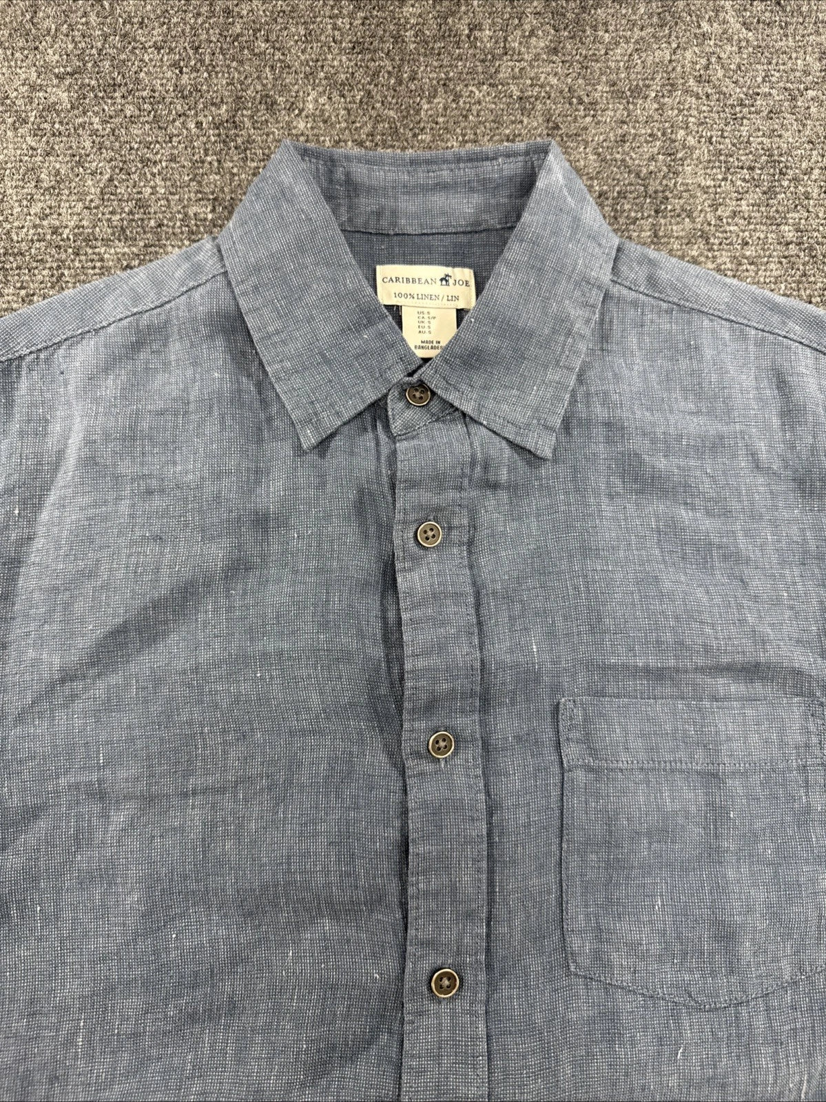 Caribbean Joe Linen Shirt Mens S Blue Short Sleeve Button Up NWT Beach Resort