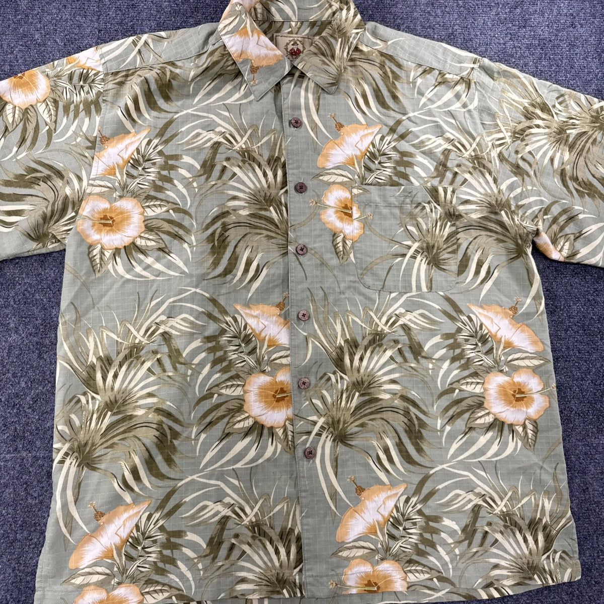 Joe Marlin Hawaiian Shirt Men’s XL Tropical Aloha Camp Floral Rayon Blend