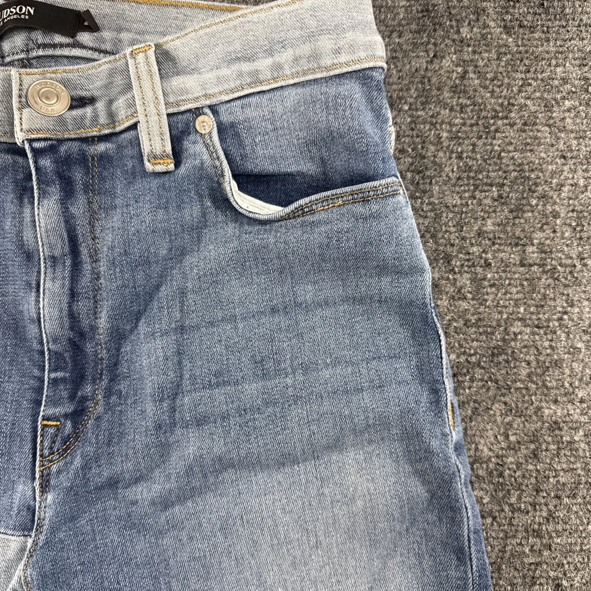 Hudson Barbara Skinny Jeans Size 26 Made USA Two Tone Colorblock Denim