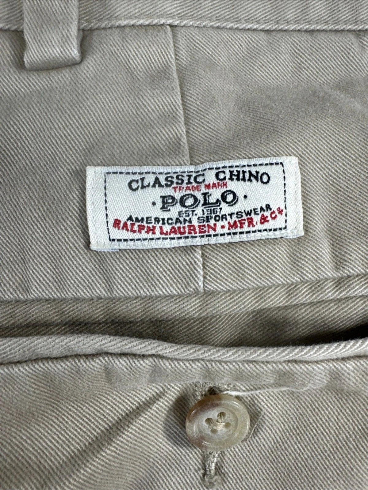 Polo Ralph Lauren Classic Chino Pants Men’s 36x30 Beige Khaki Flat Front EUC