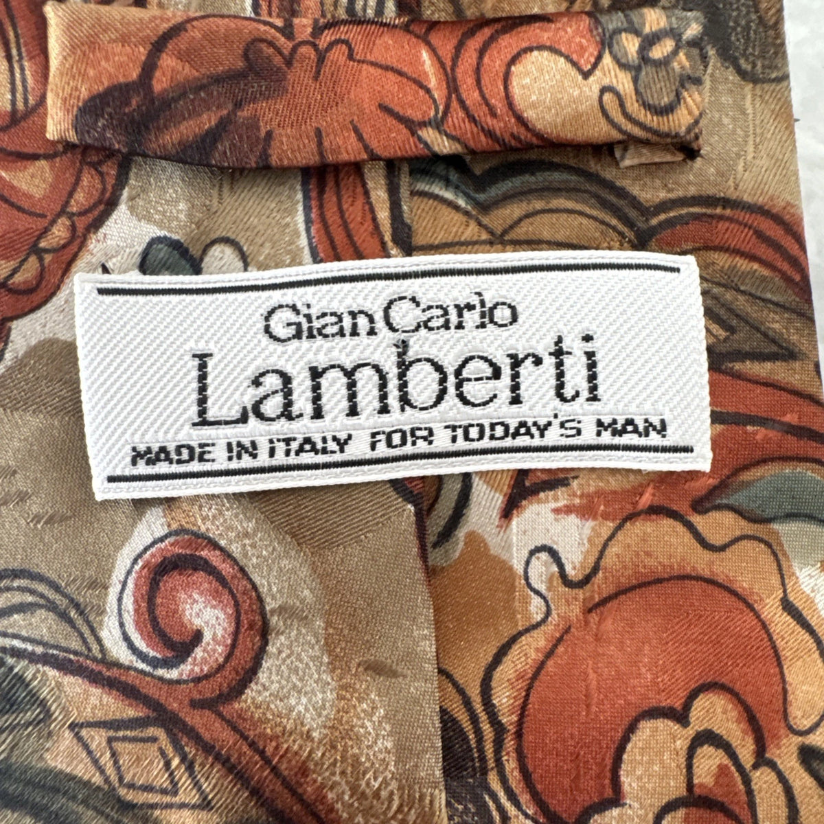 GianCarlo Lamberti 100% Silk Paisley Necktie Handmade in Italy Vintage