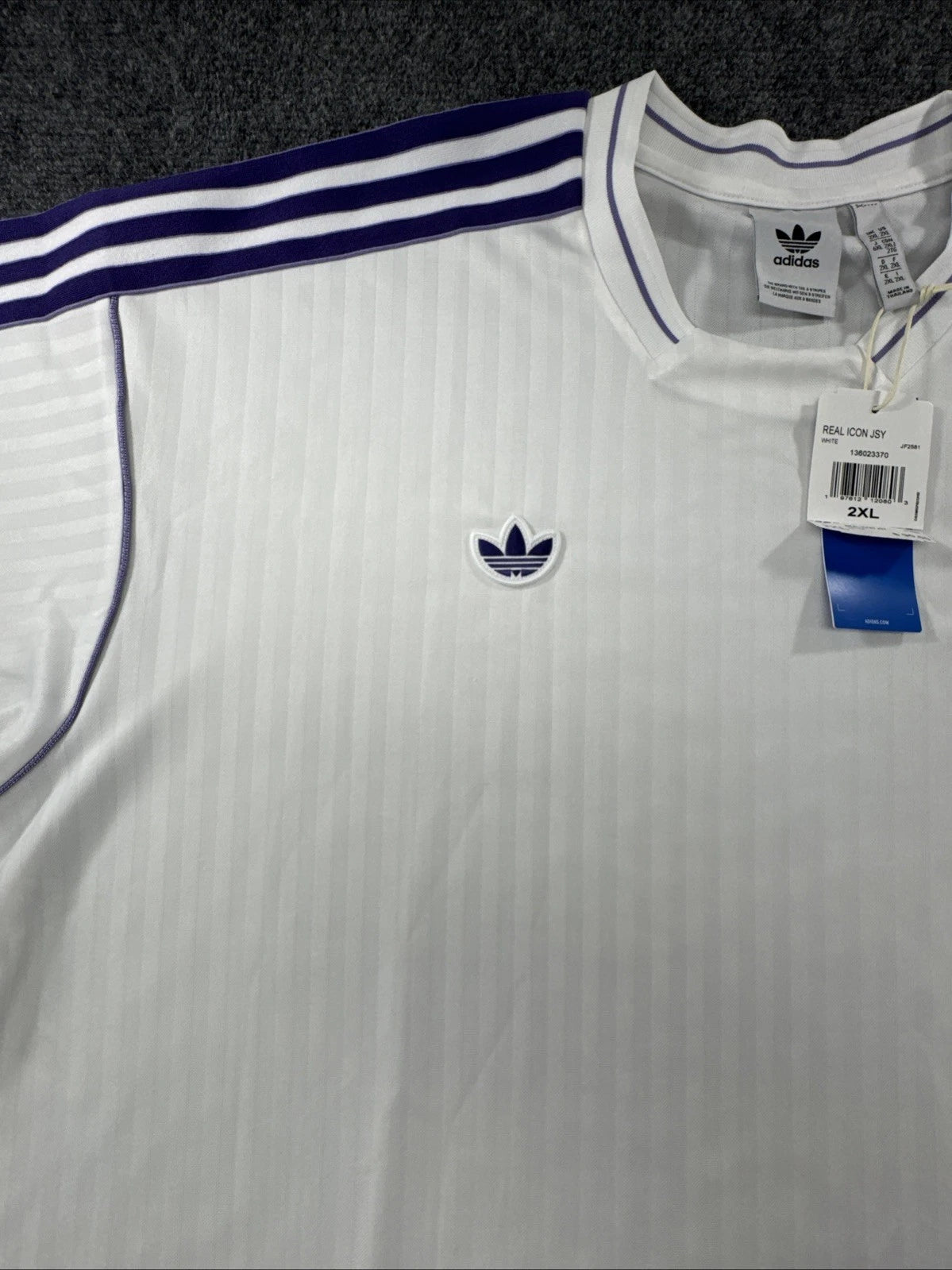 adidas Real Madrid Terrace Icons Jersey 2XL White Purple JF2581 NWT